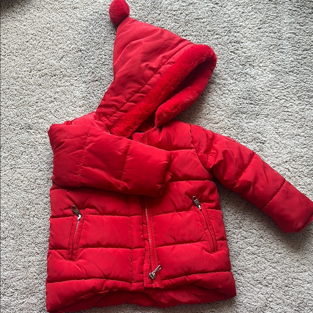 Red Hooded Puffer Jacket
